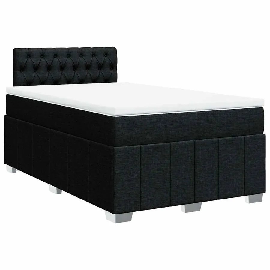 Sommier à lattes de lit avec matelas Noir 120x200 cm Tissu - 2