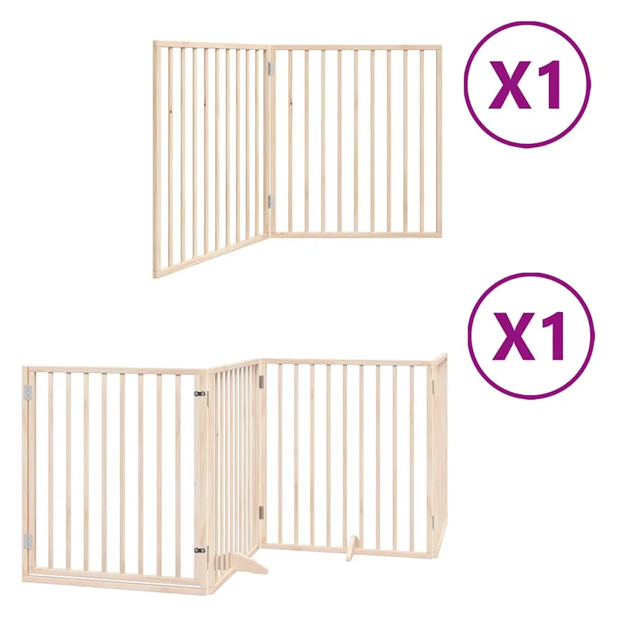 Barrière pour chien avec porte pliable 6 panneaux bois peuplier - 2
