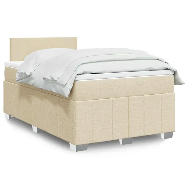 Sommier à lattes de lit avec matelas Crème 120x200 cm Tissu