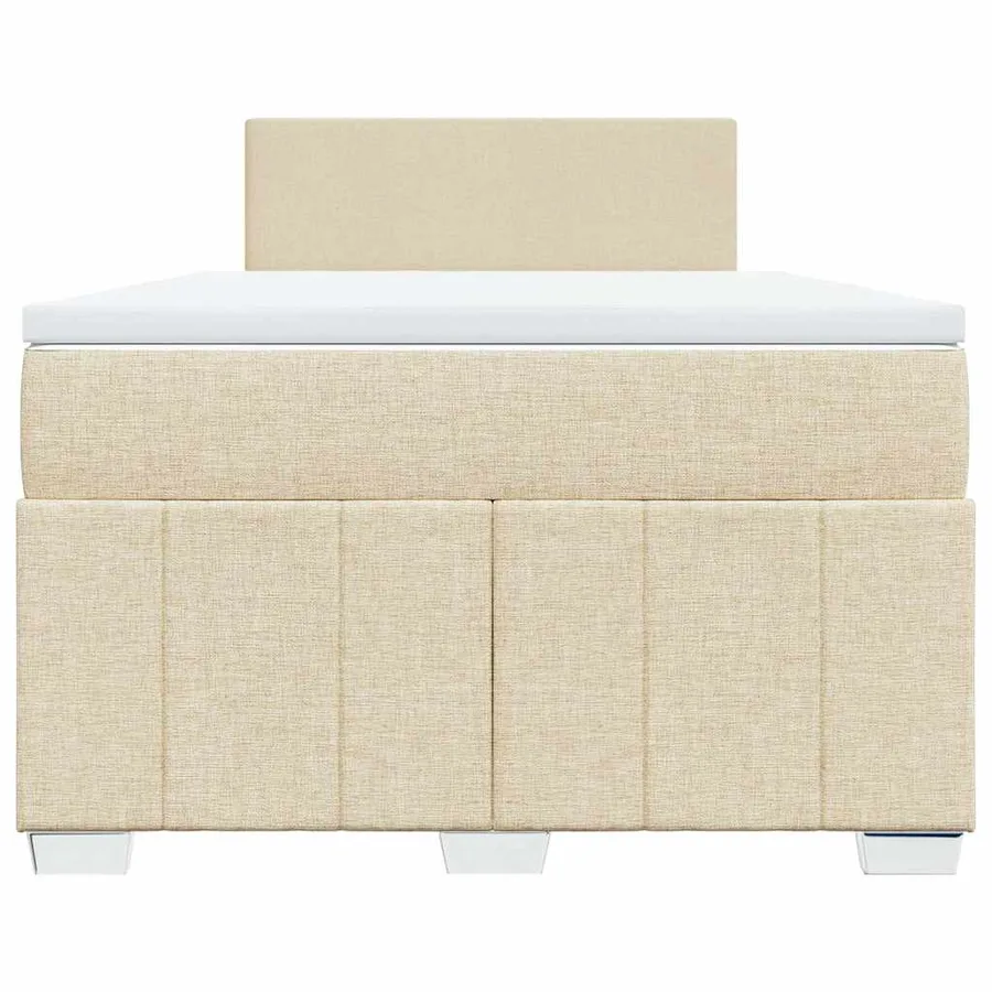 Sommier à lattes de lit avec matelas Crème 120x200 cm Tissu - 4