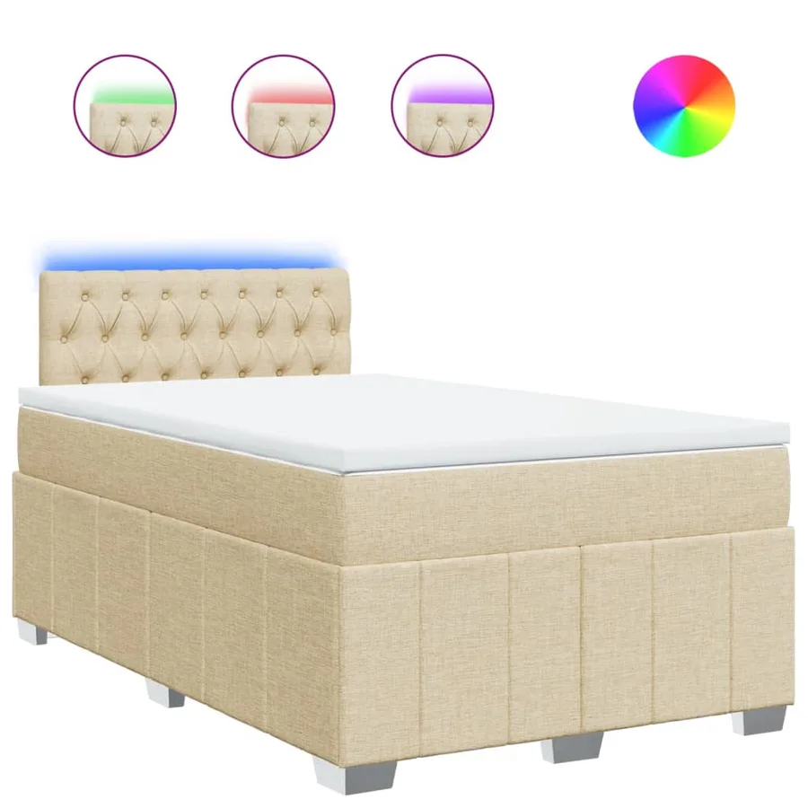 Sommier à lattes de lit avec matelas Crème 120x200 cm Tissu - 2
