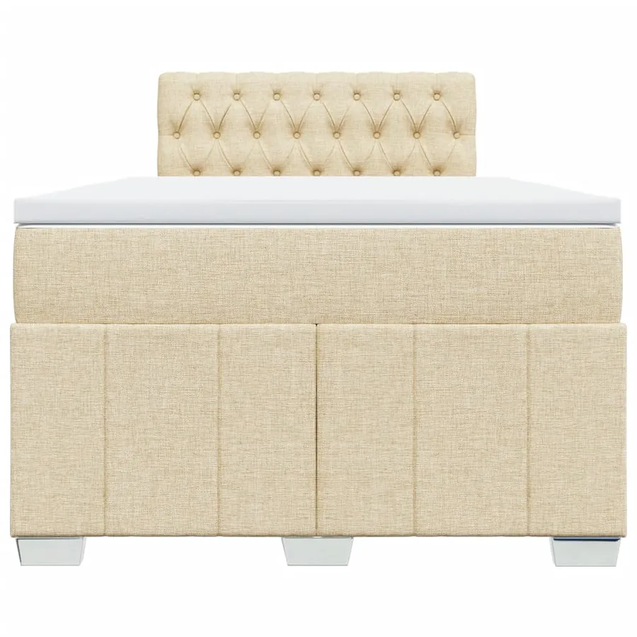 Sommier à lattes de lit avec matelas Crème 120x200 cm Tissu - 6