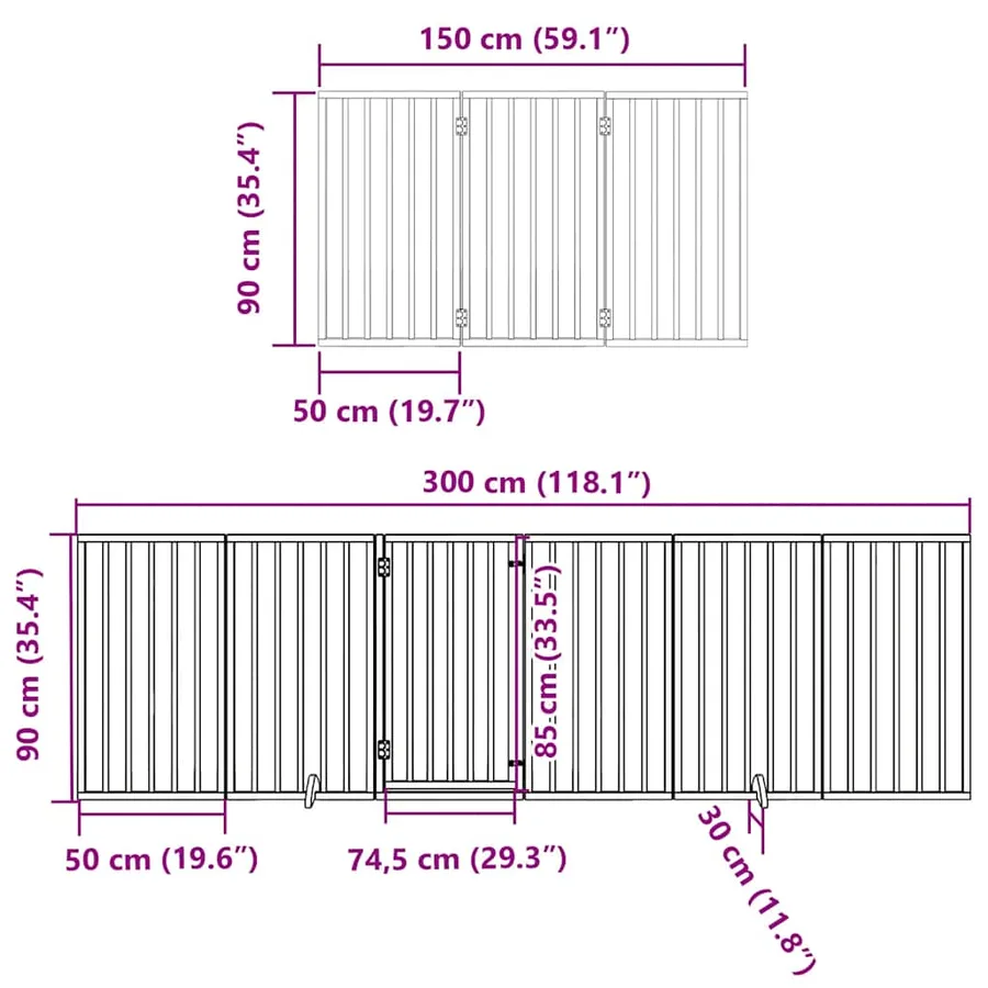 Barrière pour chien porte pliable 15 panneaux bois de peuplier - 12