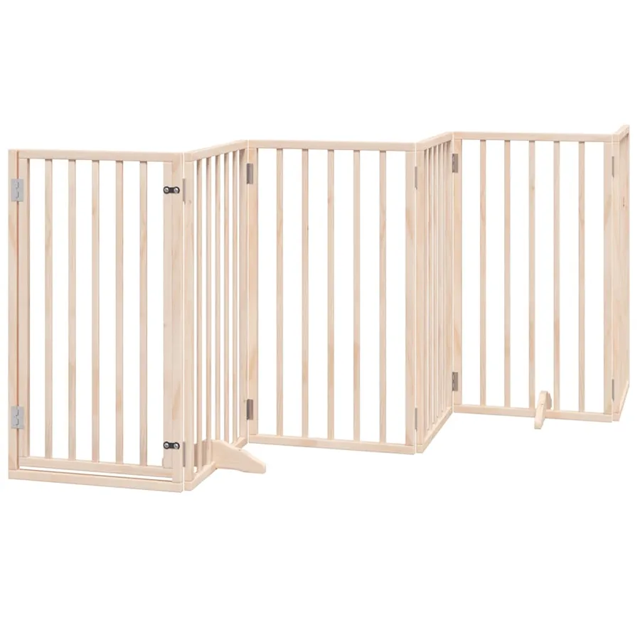 Barrière pour chien porte pliable 15 panneaux bois de peuplier - 4