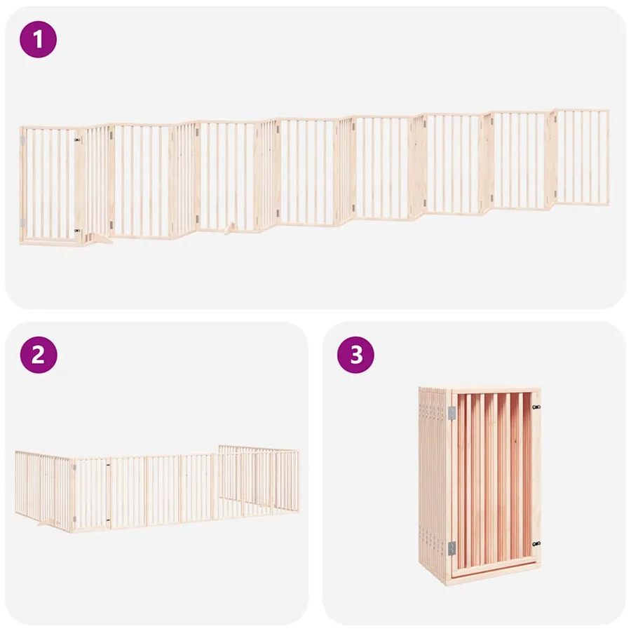 Barrière pour chien porte pliable 15 panneaux bois de peuplier - 6