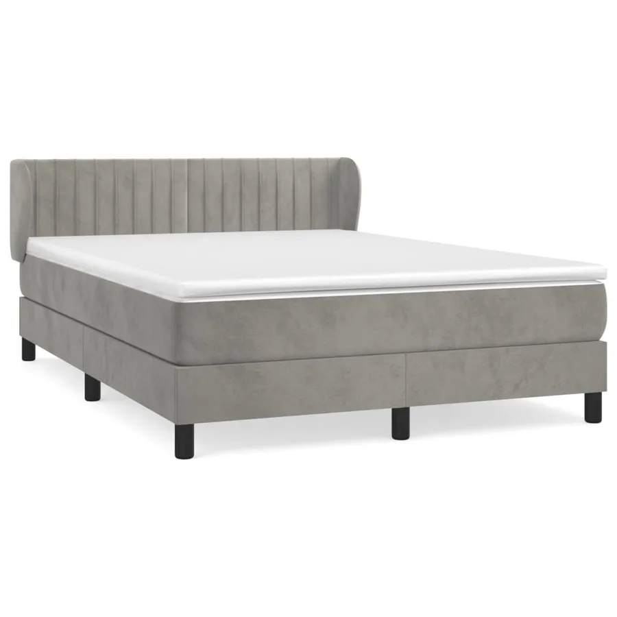 Sommier à lattes de lit et matelas Gris clair 140x190cm Velours - 2