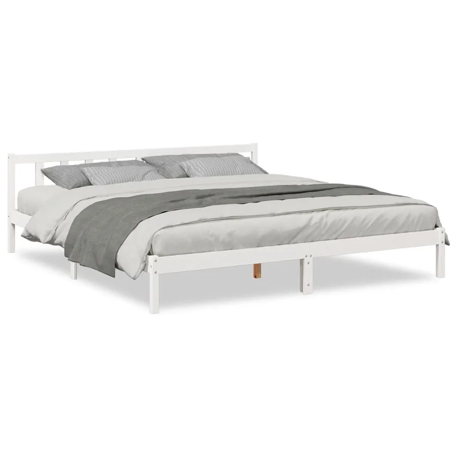 Cadre de lit extra long sans matelas 200x210 cm bois massif pin - 2
