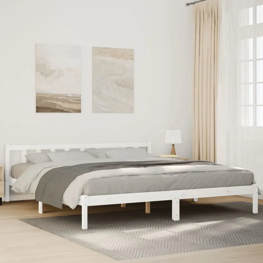 Cadre de lit extra long sans matelas 200x220 cm bois massif pin