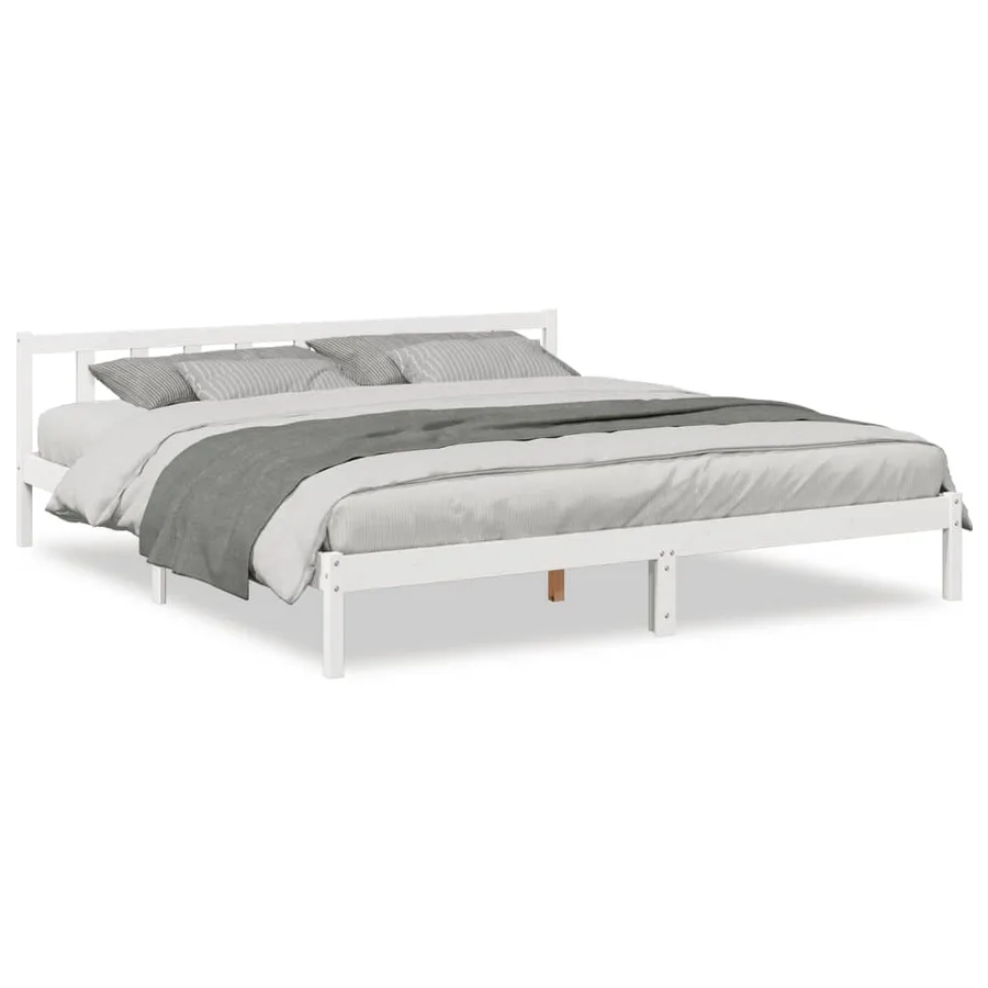 Cadre de lit extra long sans matelas 200x220 cm bois massif pin - 2