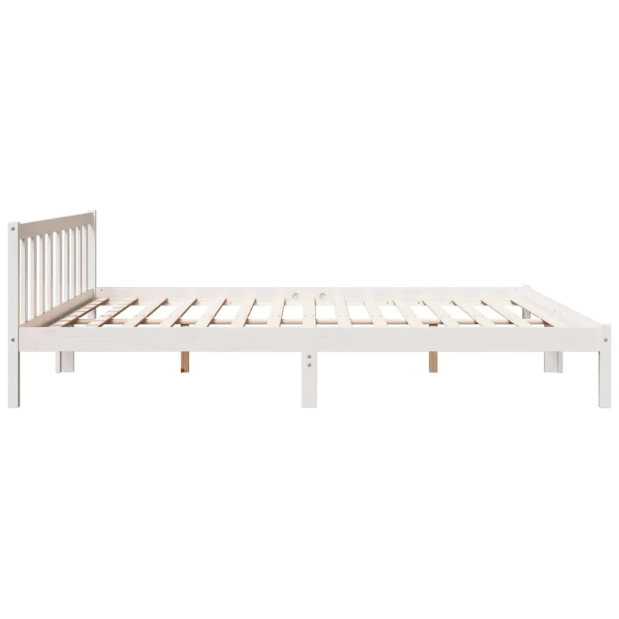 Cadre de lit extra long sans matelas 200x220 cm bois massif pin - 6