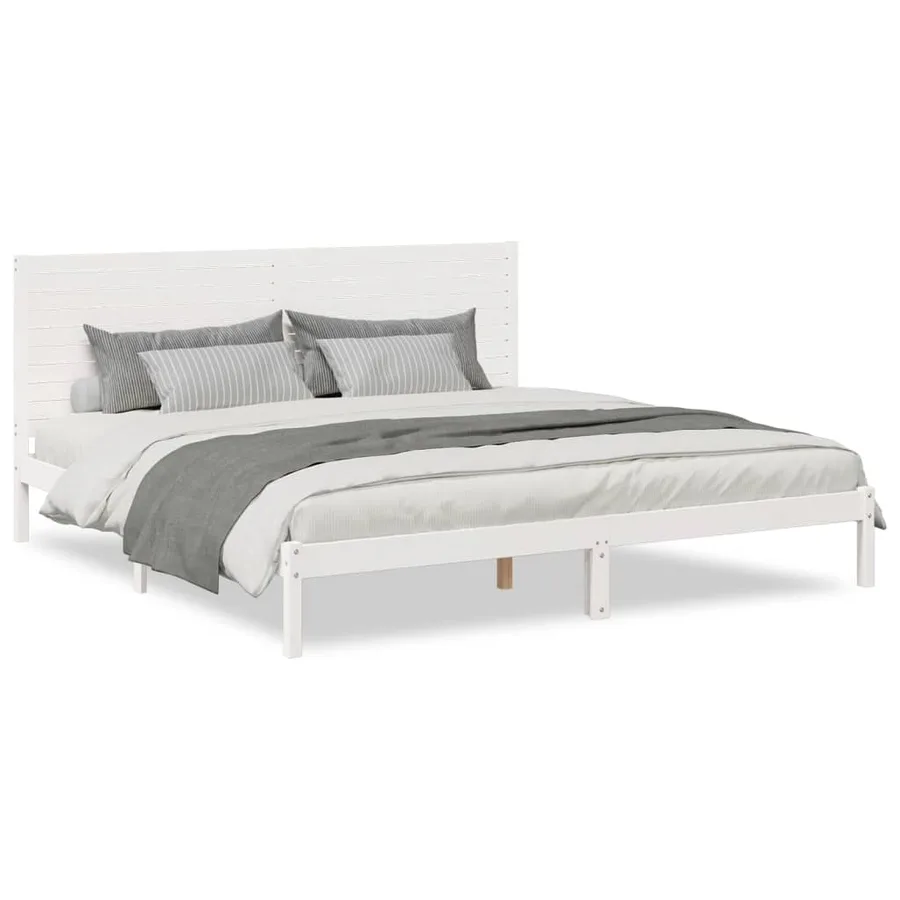 Cadre de lit extra long sans matelas 180x220 cm bois massif - 2