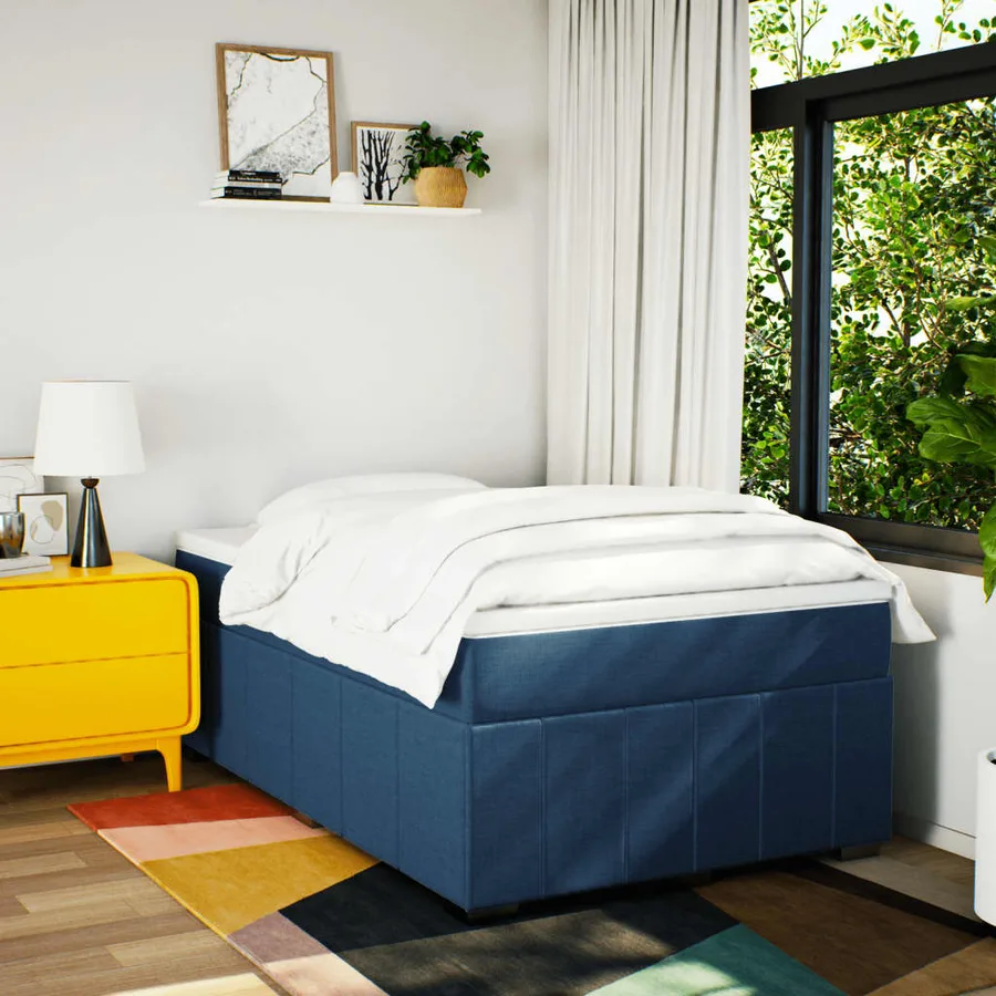 Sommier à lattes de lit avec matelas Bleu 120x200 cm Tissu - 3