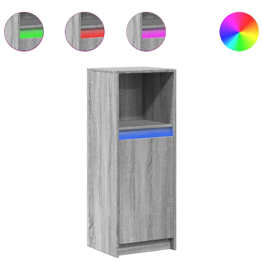 Buffet avec LED sonoma gris 38x34x100 cm bois d'ingénierie - 2