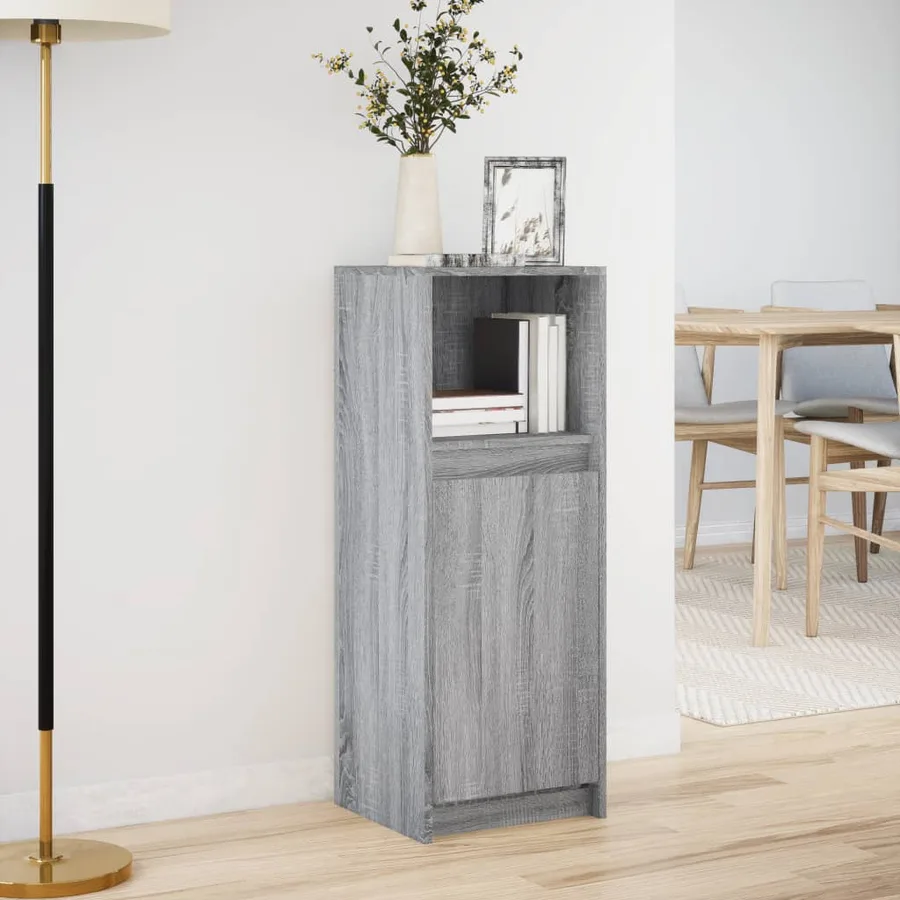 Buffet avec LED sonoma gris 38x34x100 cm bois d'ingénierie - 4