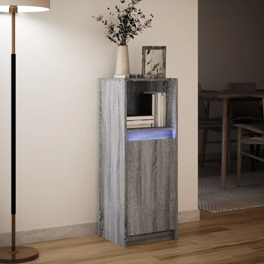 Buffet avec LED sonoma gris 38x34x100 cm bois d'ingénierie - 5