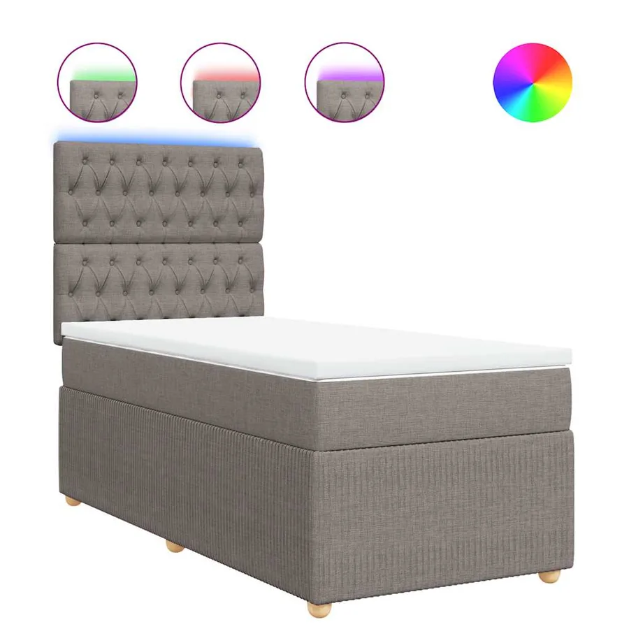 Sommier à lattes de lit avec matelas Taupe 90x200 cm Tissu - 2