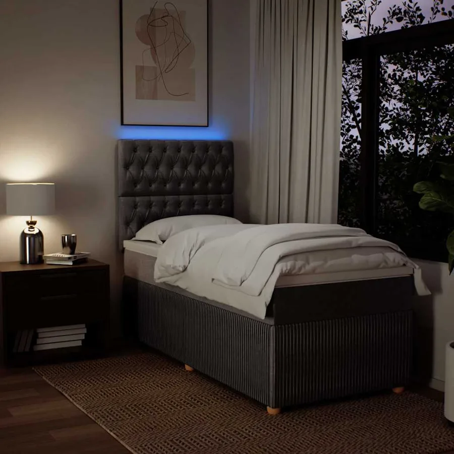 Sommier à lattes de lit avec matelas Taupe 90x200 cm Tissu - 4