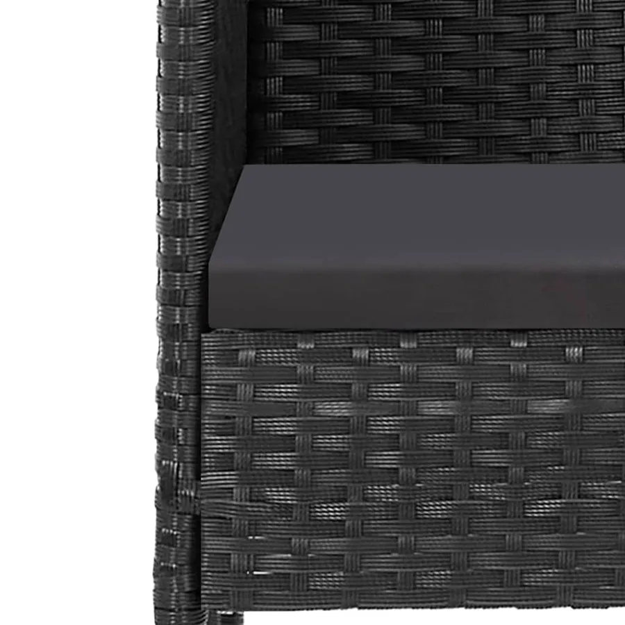 Ensemble à manger de jardin coussins 5pcs Noir Résine tressée - 6