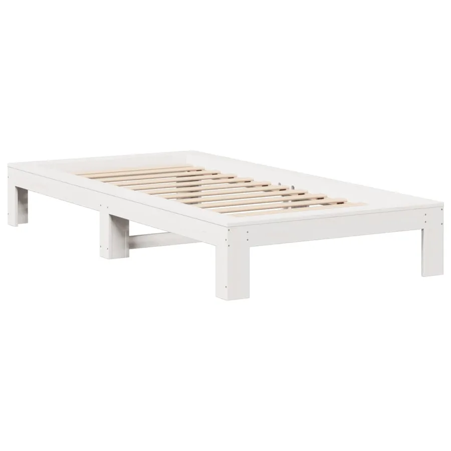 Cadre de lit sans matelas blanc 75x190 cm bois de pin massif - 3