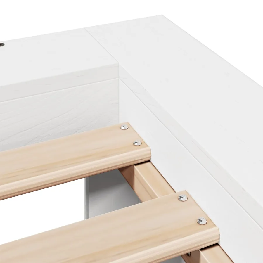 Cadre de lit sans matelas blanc 75x190 cm bois de pin massif - 6