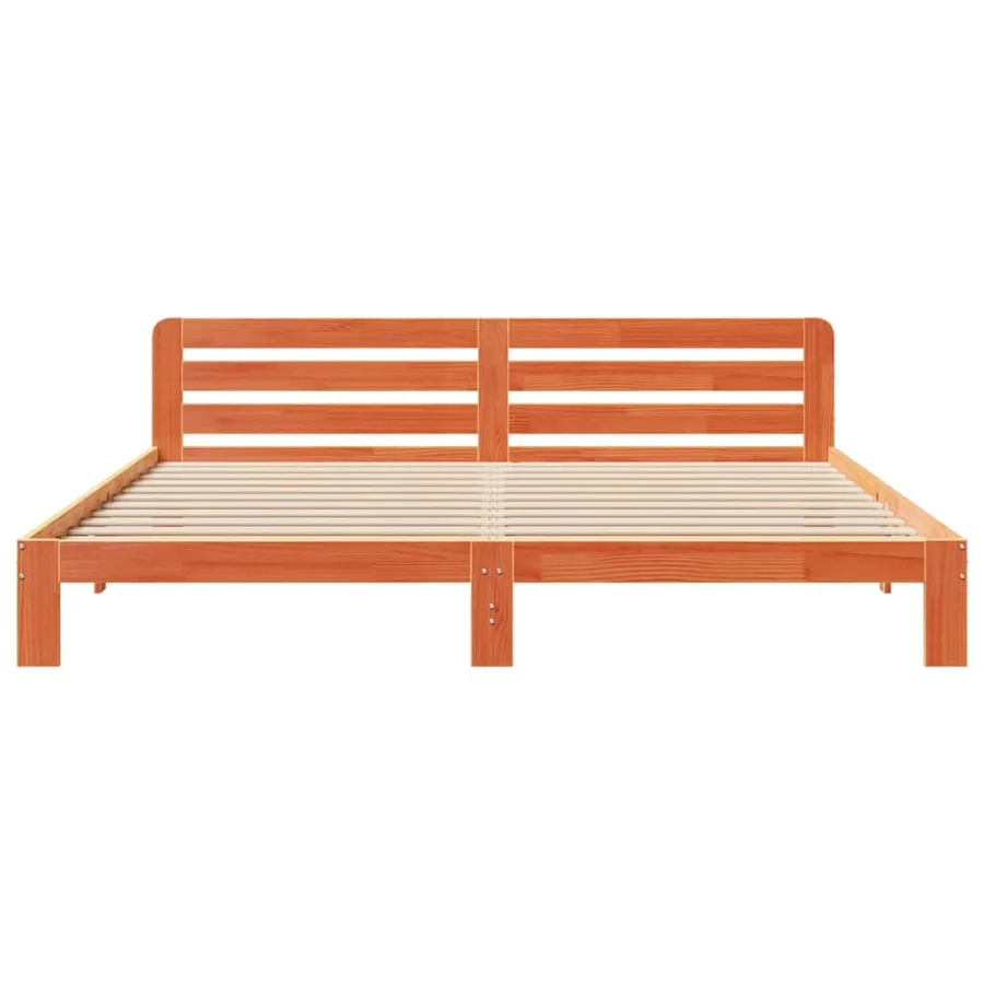 Cadre de lit sans matelas cire marron 200x200cm bois pin massif - 4