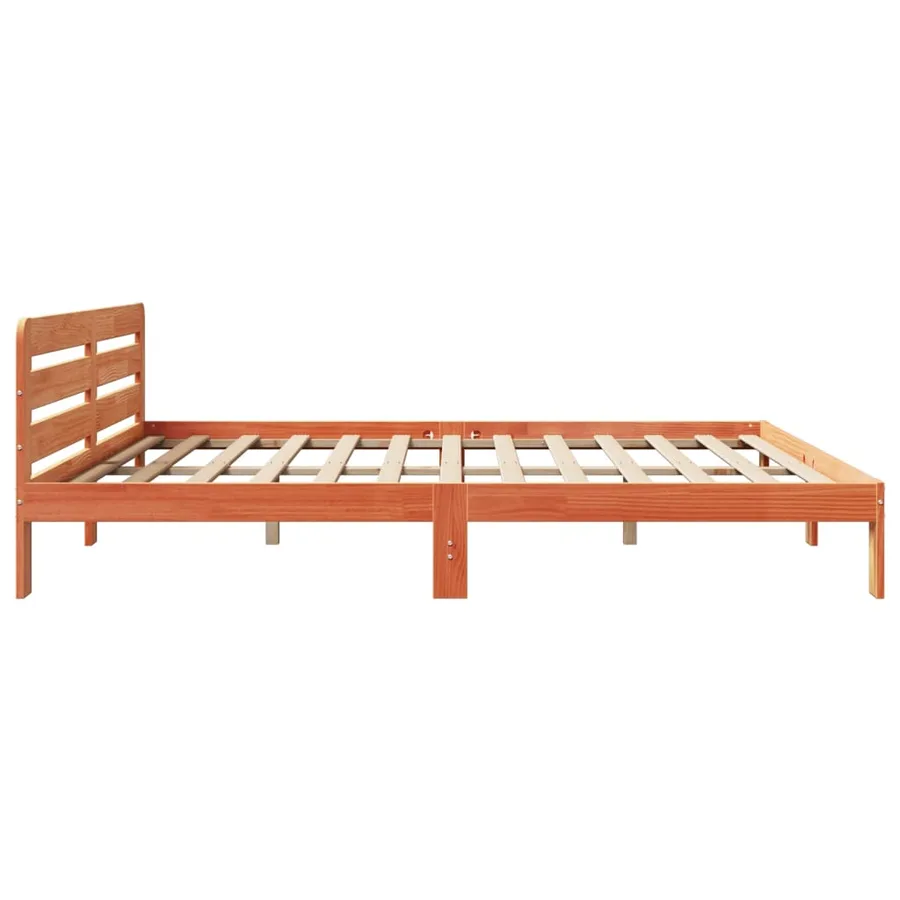 Cadre de lit sans matelas cire marron 200x200cm bois pin massif - 5