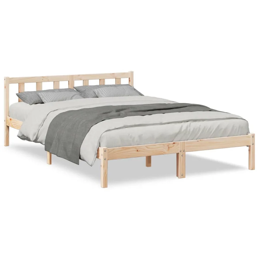 Cadre de lit extra long sans matelas 140x210 cm bois massif pin - 2