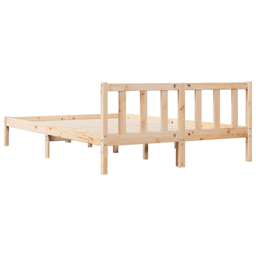 Cadre de lit extra long sans matelas 140x210 cm bois massif pin - 5