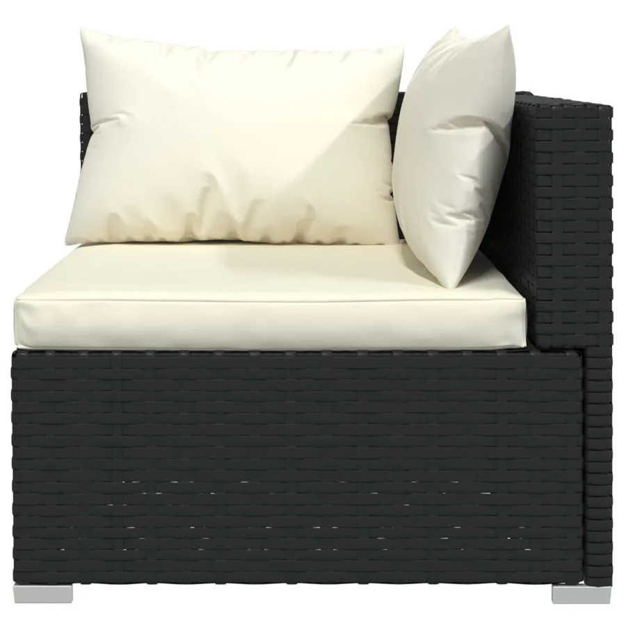 Salon de jardin 10 pcs avec coussins Noir Résine tressée - 6