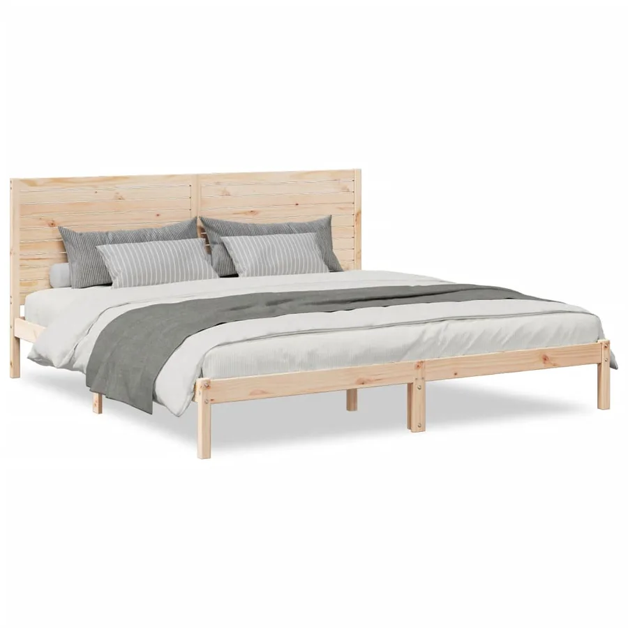 Cadre de lit extra long sans matelas 200x210 cm bois massif - 2