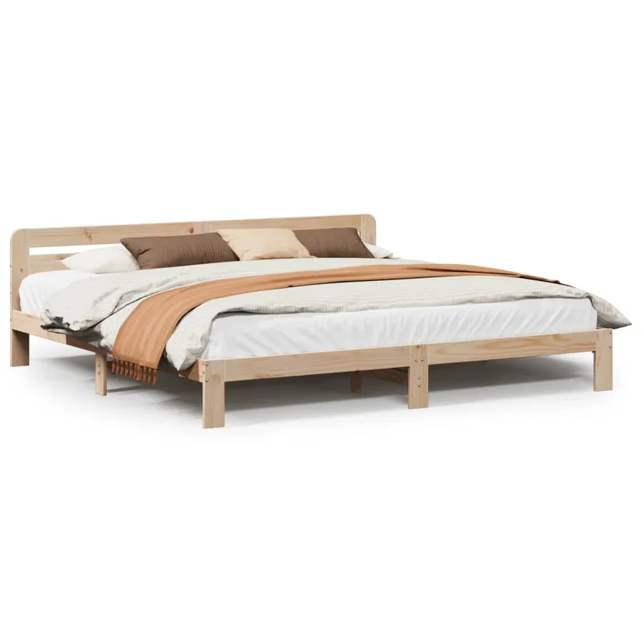 Cadre de lit sans matelas 200x200 cm bois massif de pin - 2