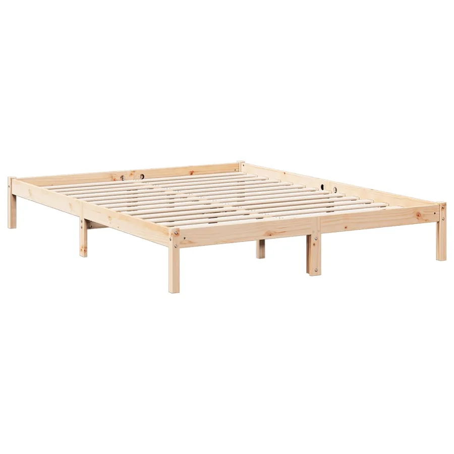 Cadre de lit extra long sans matelas 160x220 cm bois massif pin - 6