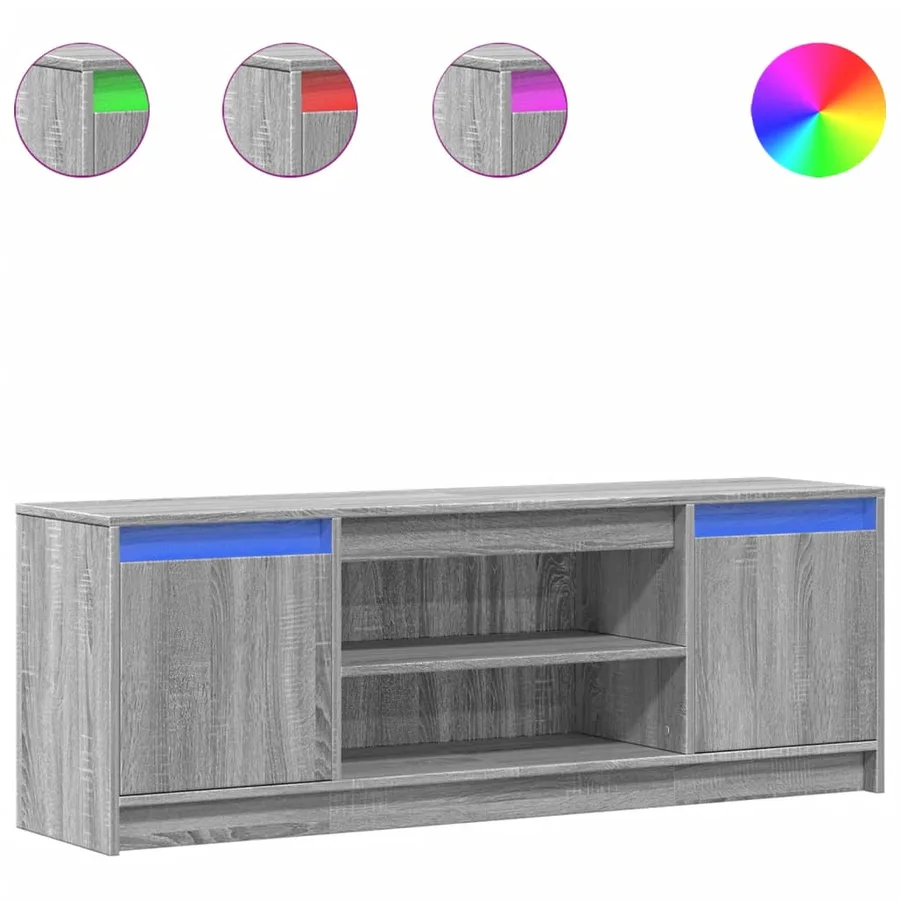 Meuble TV avec LED sonoma gris 139,5x34x50 cm bois d'ingénierie - 2