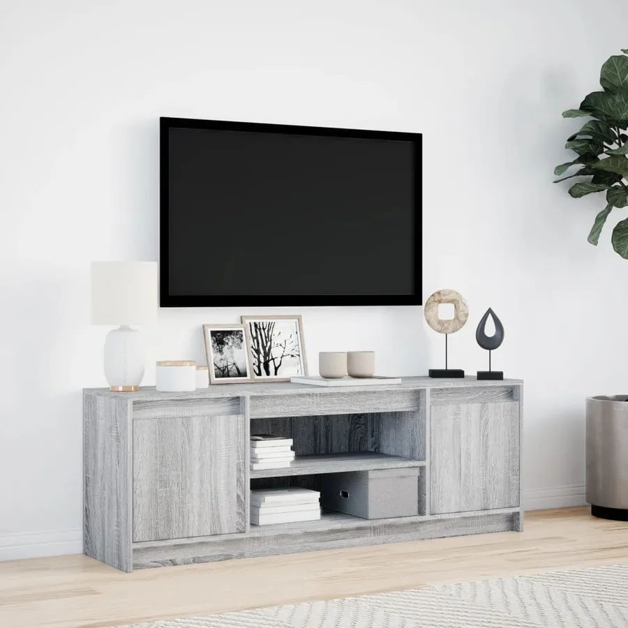Meuble TV avec LED sonoma gris 139,5x34x50 cm bois d'ingénierie - 4