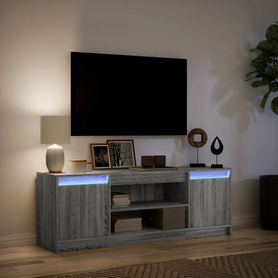 Meuble TV avec LED sonoma gris 139,5x34x50 cm bois d'ingénierie - 5
