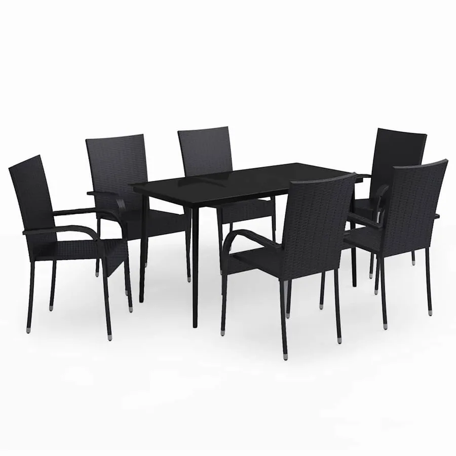 Ensemble à manger de jardin 7 pcs Noir - 2