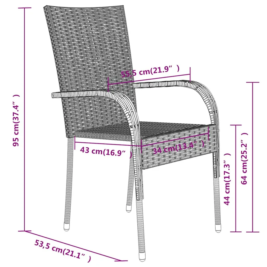 Ensemble à manger de jardin 7 pcs Noir - 9