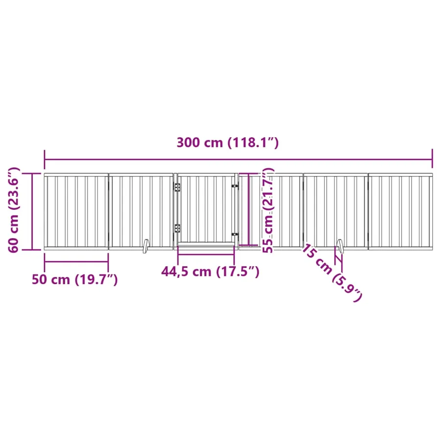 Barrière pour chiens et porte 6 panneaux blanc bois de peuplier - 11