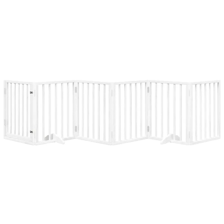 Barrière pour chiens et porte 6 panneaux blanc bois de peuplier - 3