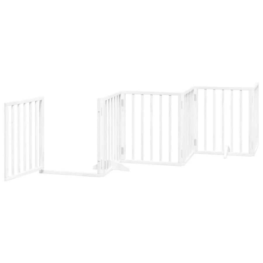 Barrière pour chiens et porte 6 panneaux blanc bois de peuplier - 4