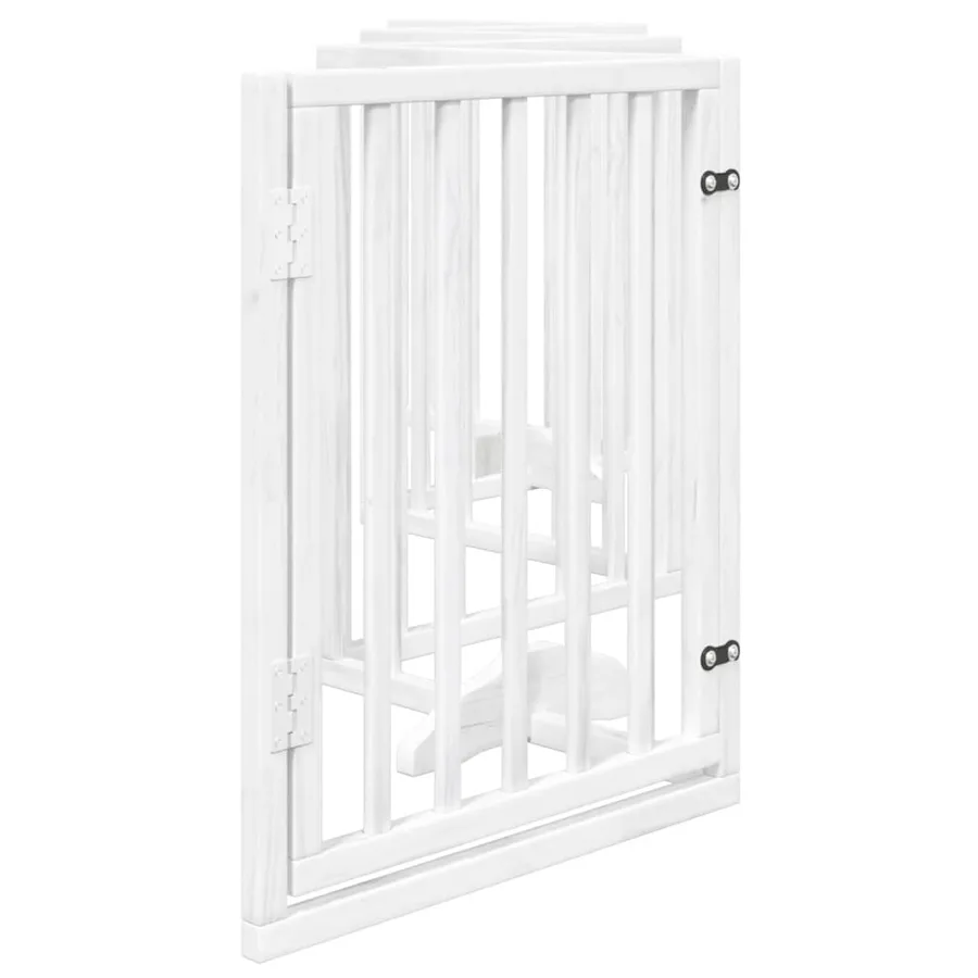 Barrière pour chiens et porte 6 panneaux blanc bois de peuplier - 5