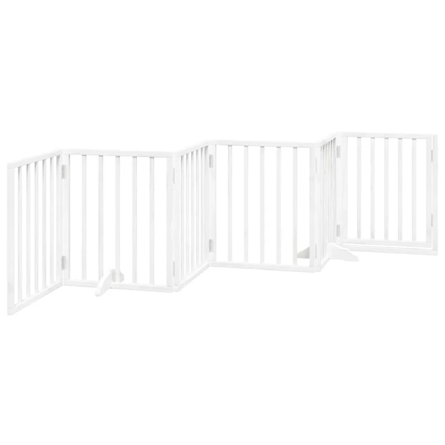 Barrière pour chiens et porte 6 panneaux blanc bois de peuplier - 6