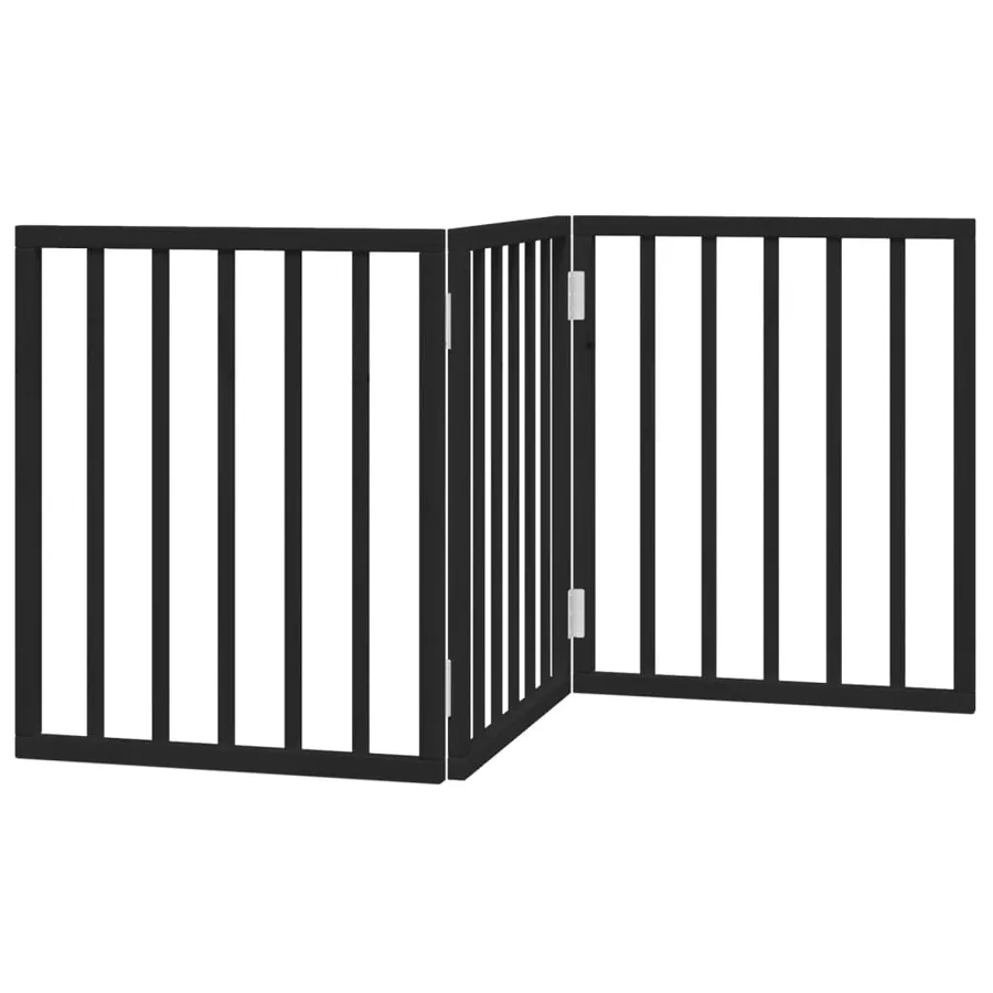 Barrière pour chien pliable 3 panneaux noir bois de peuplier - 2