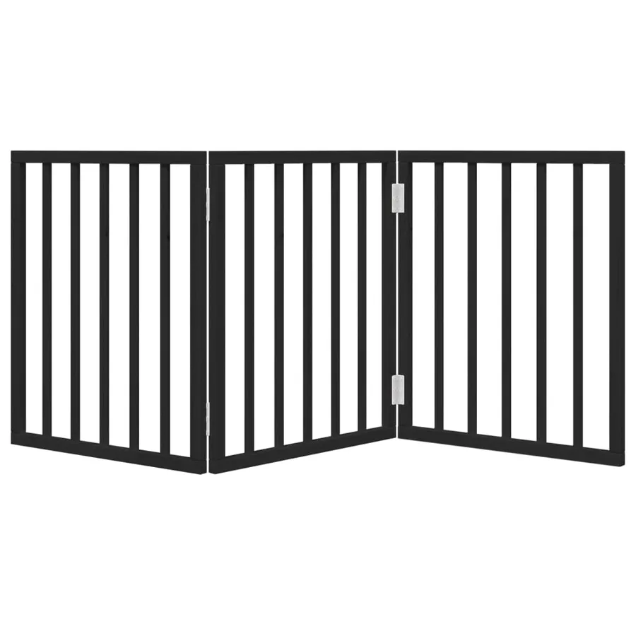 Barrière pour chien pliable 3 panneaux noir bois de peuplier - 4