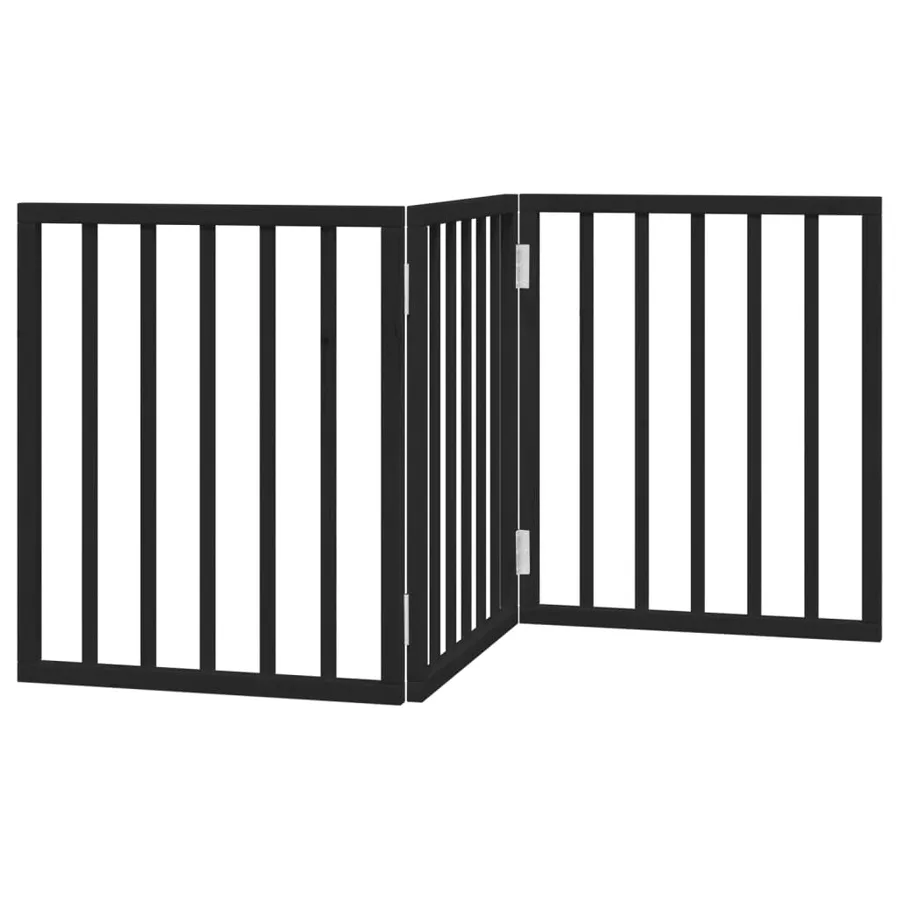 Barrière pour chien pliable 3 panneaux noir bois de peuplier - 6