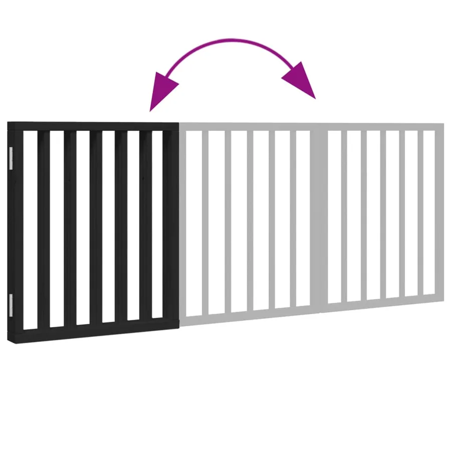 Barrière pour chien pliable 3 panneaux noir bois de peuplier - 7