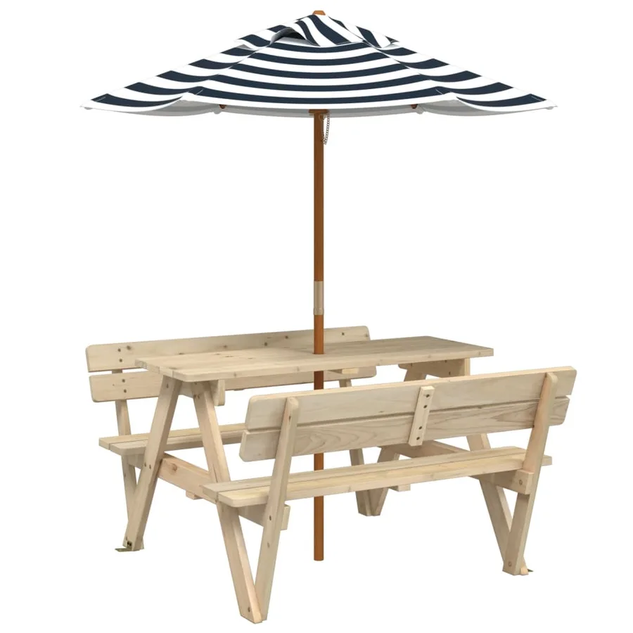 Table de pique-nique pour 4 enfants avec parasol bois de sapin - 2