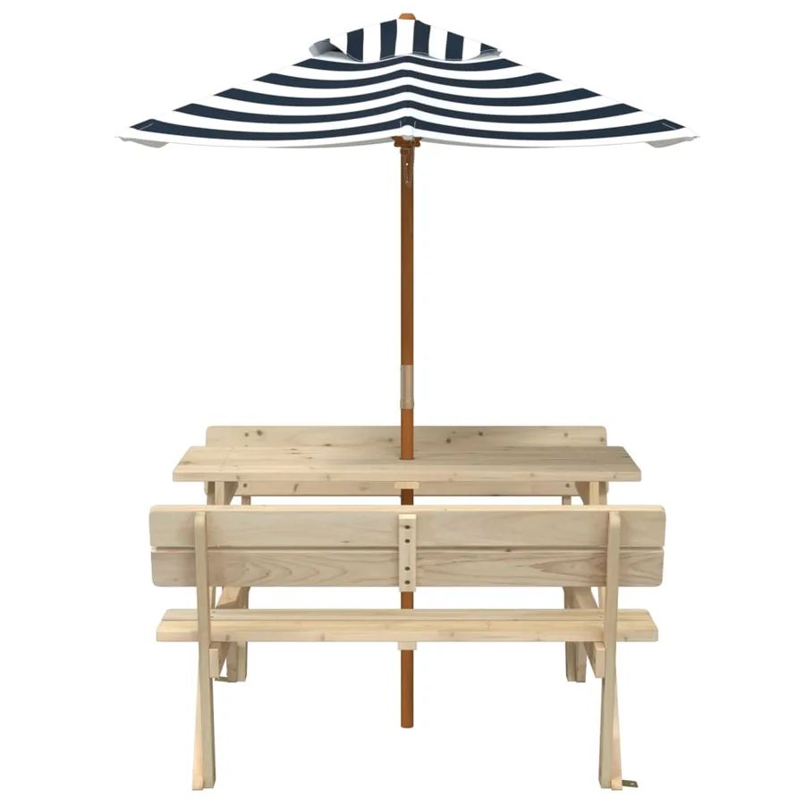 Table de pique-nique pour 4 enfants avec parasol bois de sapin - 3