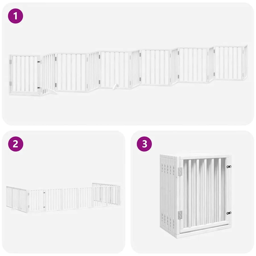 Barrière pour chien porte pliable 12 panneaux bois de peuplier - 6
