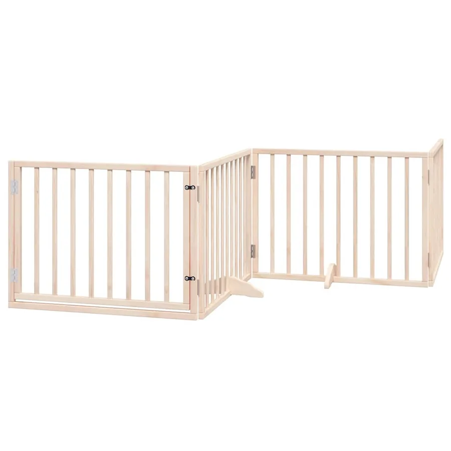 Barrière pour chien porte pliable 10 panneaux bois de peuplier - 4